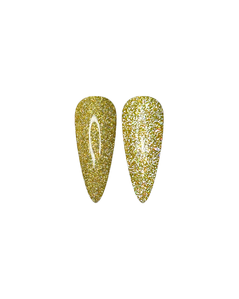 Sárga arany reflektív gél lakk - Disco 04 - 15 ml (3)